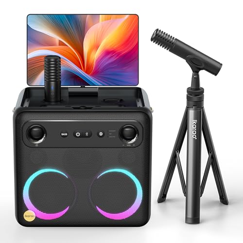 Ikarao Smart Karaoke Machine for Adults - with Lyrics Display, 32GB Karaoke Tablet, 2 Wireless Mics, Professional Karaoke System, 300W Peak Power