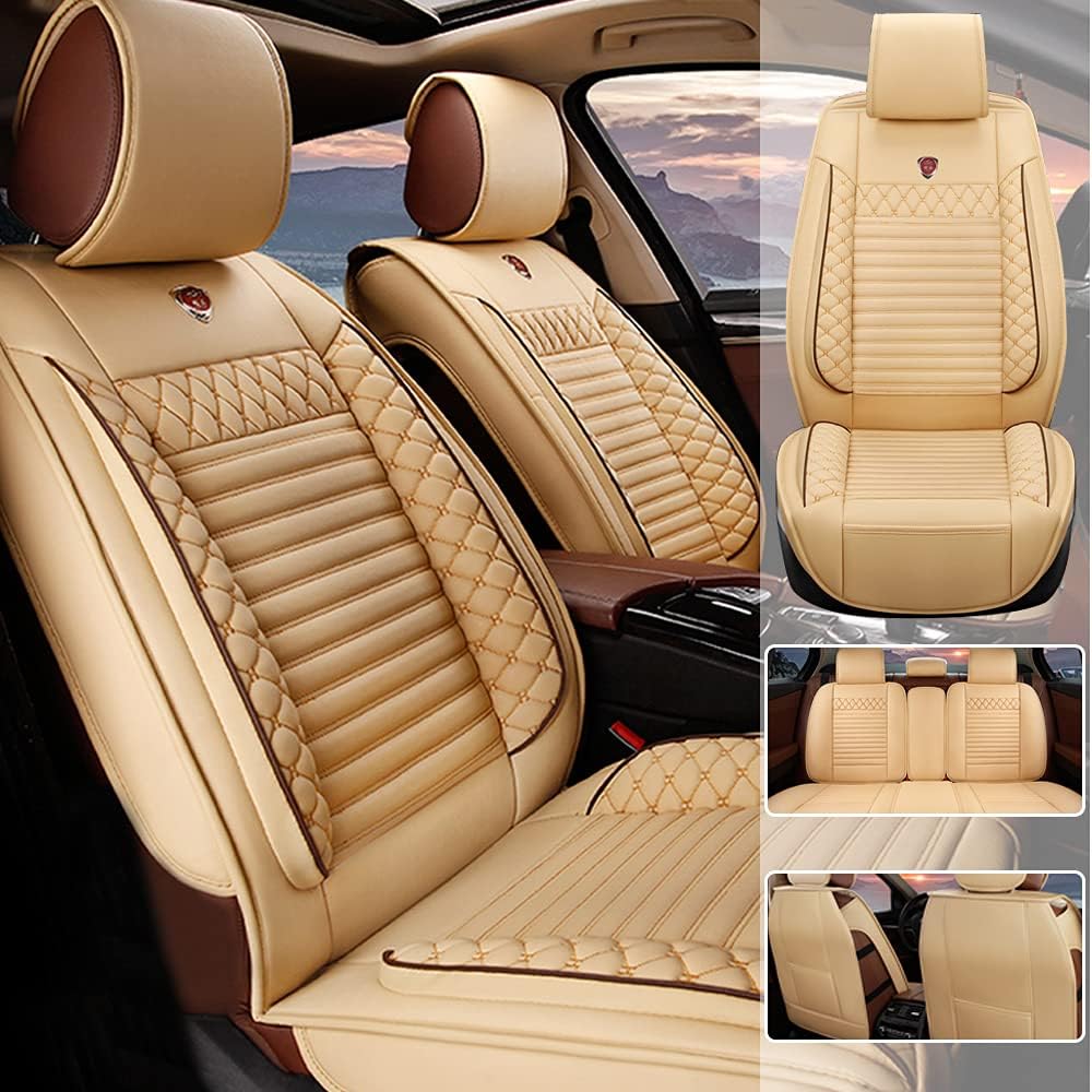 Car Seat Covers Breathable Premium PU Leather Universal Fit Auto Interior Accessories Automotive Cover Cushion for Cars & SUV Truck Front Seat(Front