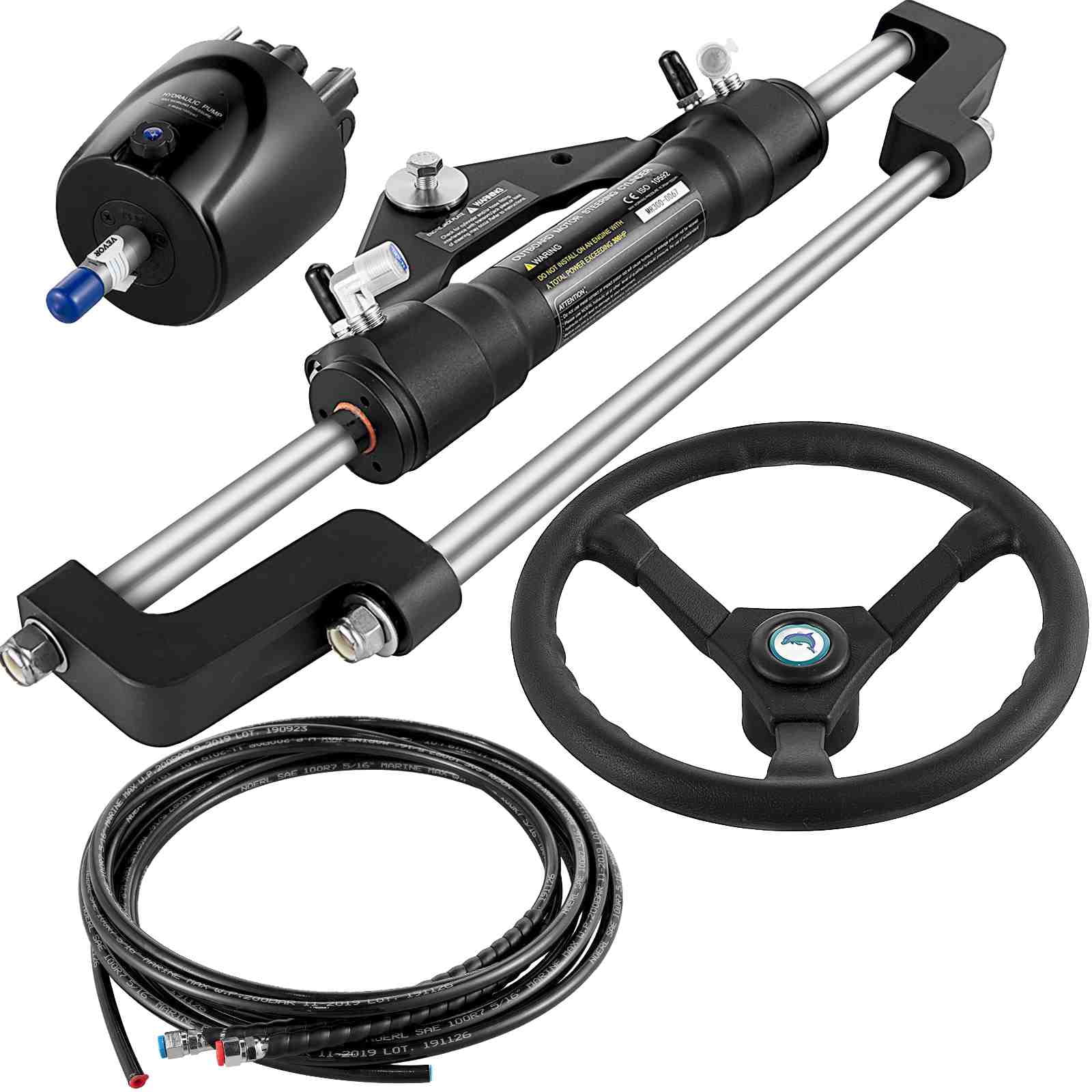 BENTISM Hydraulic Outboard Boat Steering Kit HK6400A-3 HO5114 14\' Hoses 300HP Helm Pump