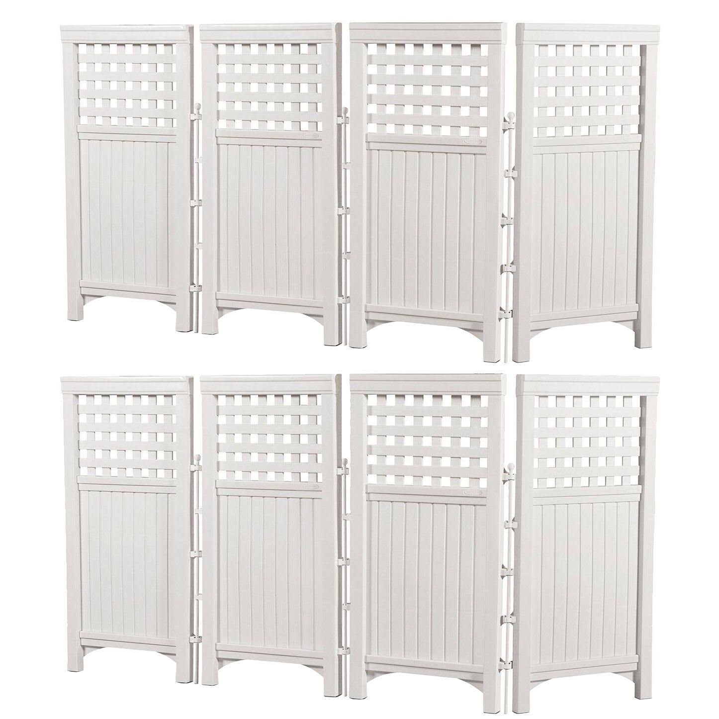 Suncast Outdoor Garden Yard 4 Panel Screen Enclosure Gated Fence, White - 2 pack