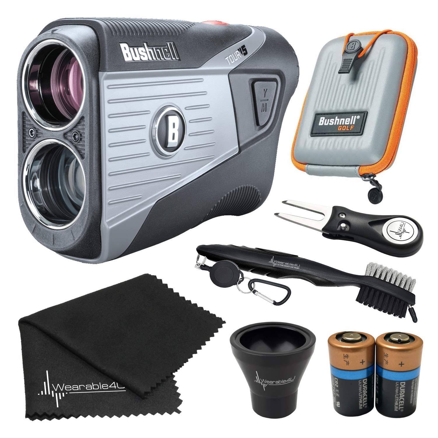 Bushnell Tour V5 Laser Golf Rangefinder w/ Brush, Divot Repair and Pick-Up Tool