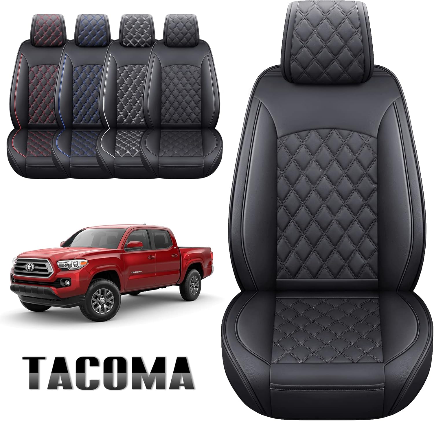 Aierxuan Toyota Tacoma Seat Covers Custom Fit 2005-2022 TRD Pro Army Green Trail Edition SR Double Cab Pickup Truck Waterproof Leather Front Car