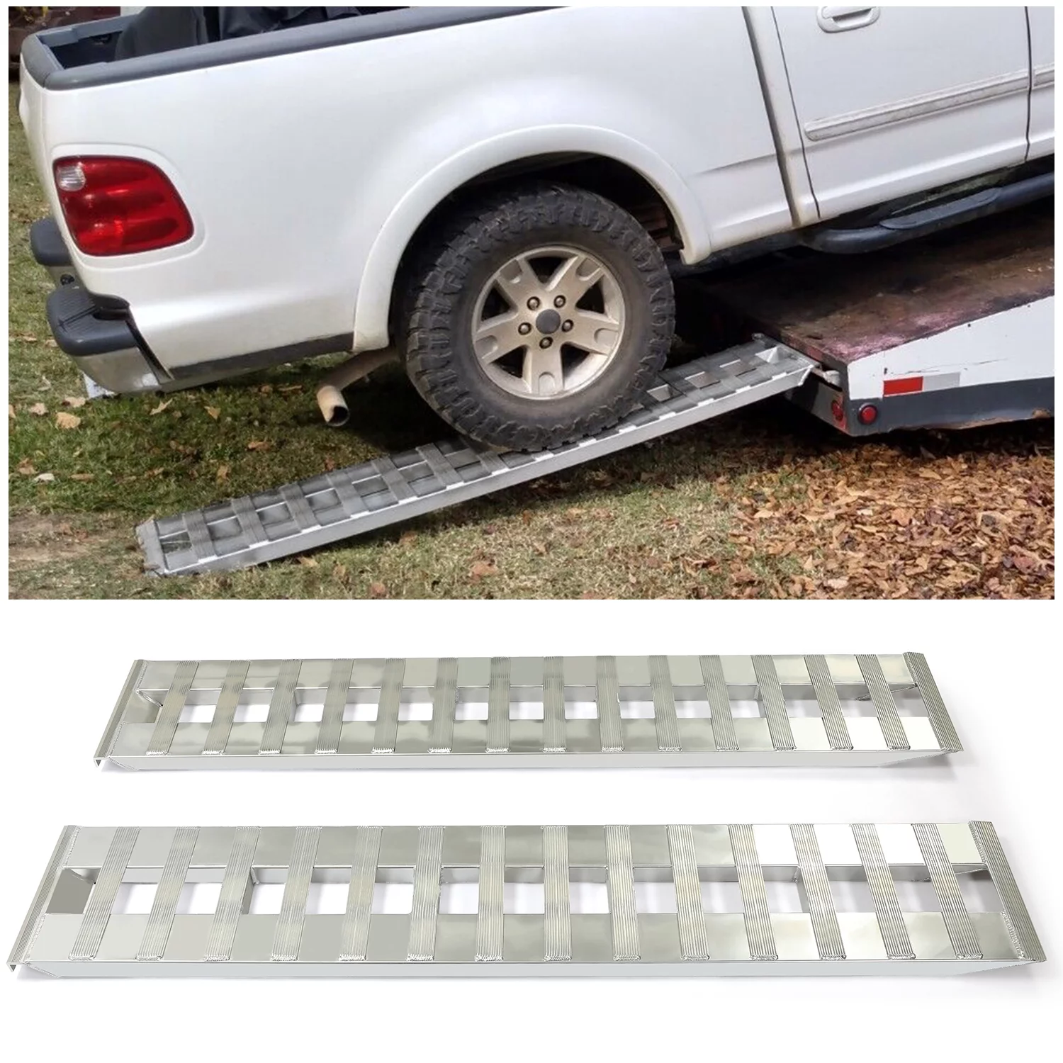 HECASA Pair Truck Car Auto Trailer Ramps 80" X 15" X 2.3" 6000 LBS Universal Truck Trailer Hook End Knife Foot Heavy Duty for ATV, Lawn Mower