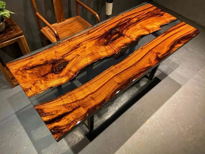Personalized LARGE EPOXY TABLE, Resin Dining Table for 2, 4, 6, 8 River Dining Table Top, Wood Epoxy Coffee Table Top