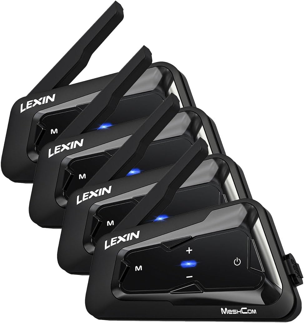 LEXIN MTX Motorcycle Bluetooth Headset, Mesh Intercom 24 Riders, Audio Multitasking Helmet Bluetooth Communication System