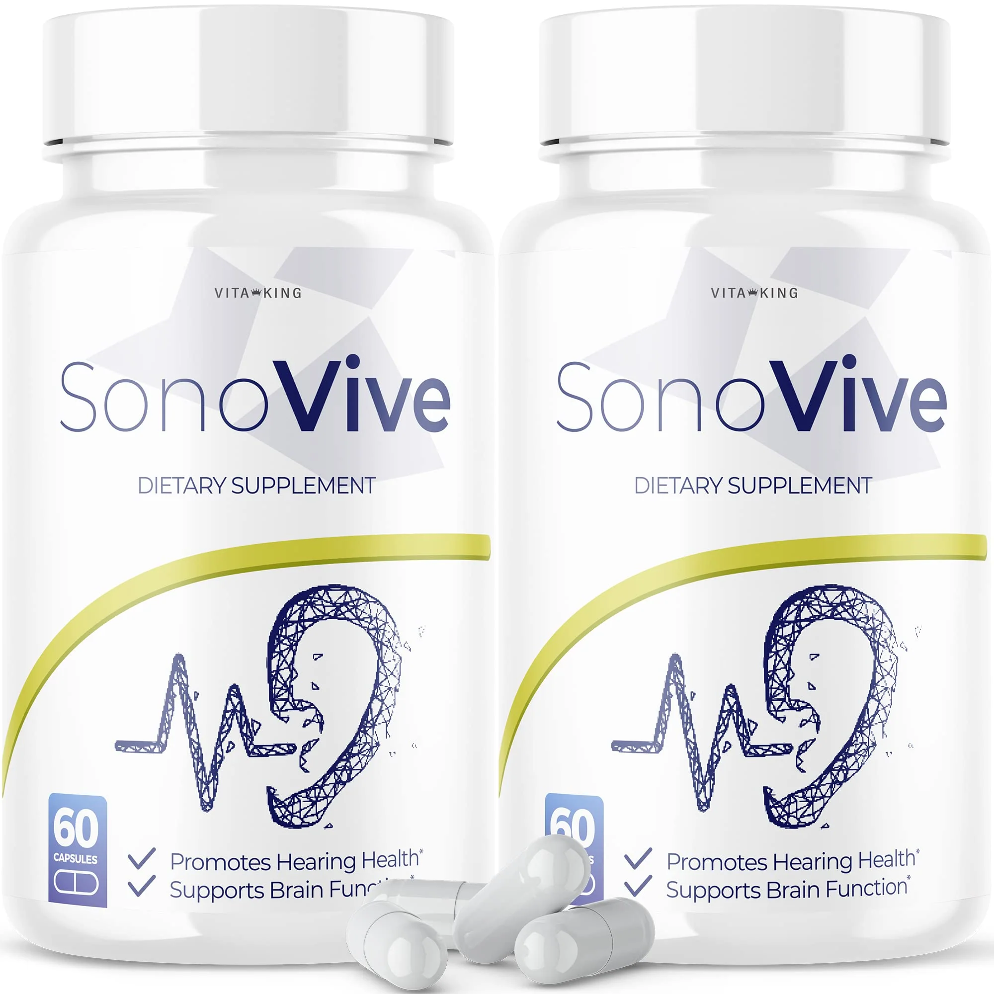VITAKING (2 Pack) Sonovive Capsules for Hearing - Official Formula - Sono Vive Hearing Pills Supplement - Advanced Strength Formula Reviews Loss