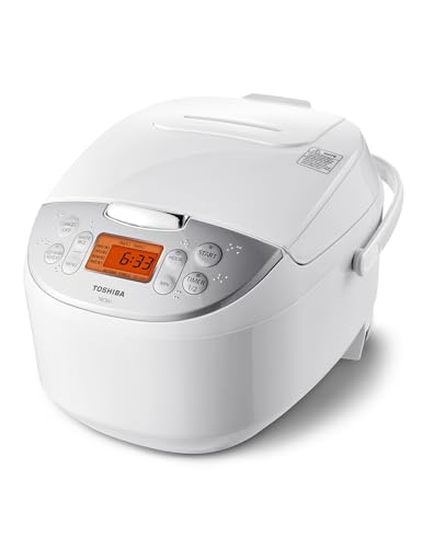 Toshiba Rice Cooker 6 Cup Uncooked – Japanese Rice Cooker with Fuzzy Logic Technology, 7 Cooking Functions, Digital Display