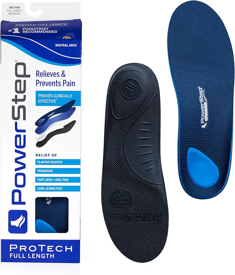 PowerStep ProTech Orthotic Insoles - Medical Grade Arch Support Inserts for Plantar Fasciitis Relief - Made in USA