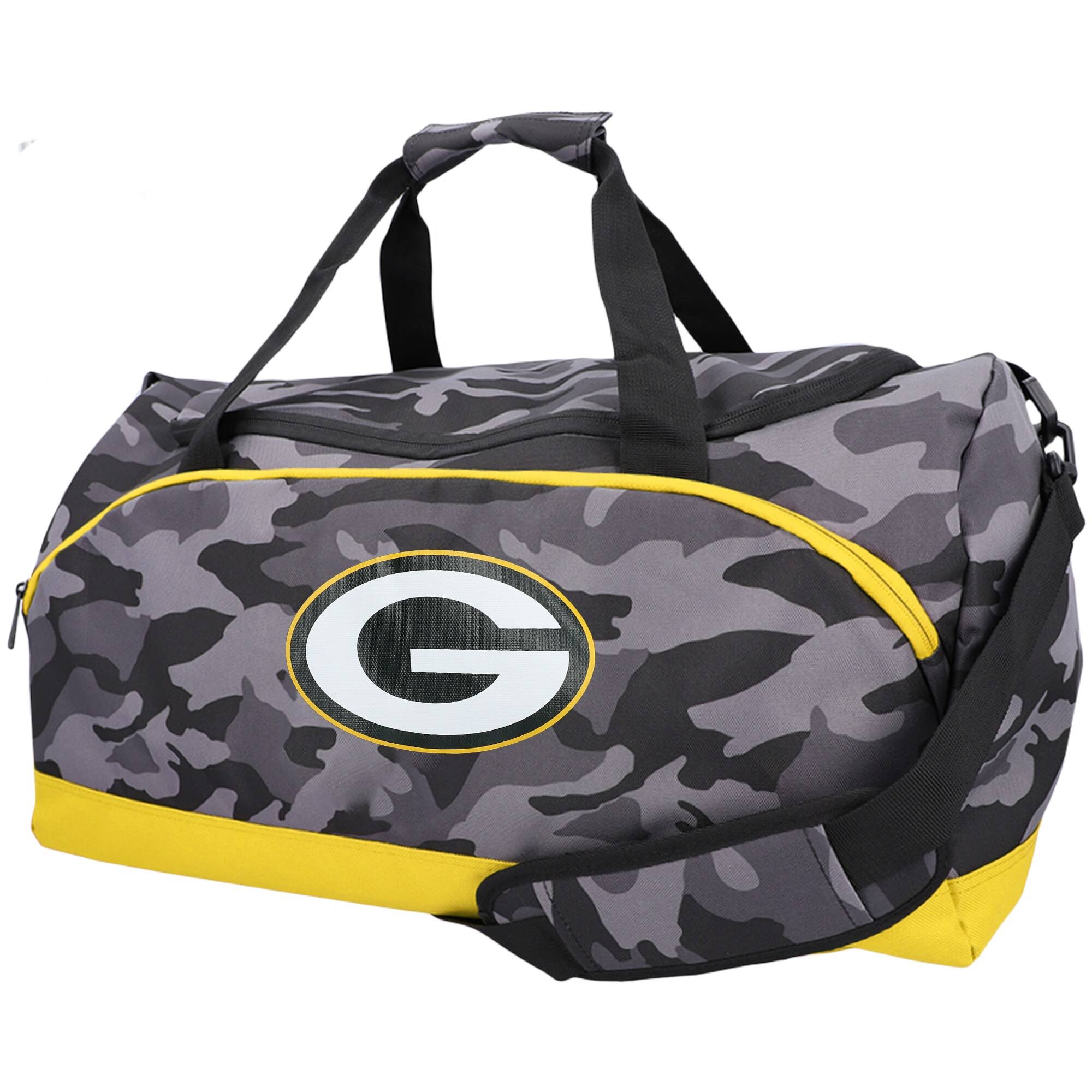 FOCO Green Bay Packers Black Camo Duffel Bag