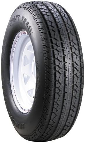 Carlisle 5.30-12 Sport Trail LH 12x4.00 (4/4 Lug Pattern) 8 Spoke Design,White with Stripe painted finish Trailer Tire & Rim Combo