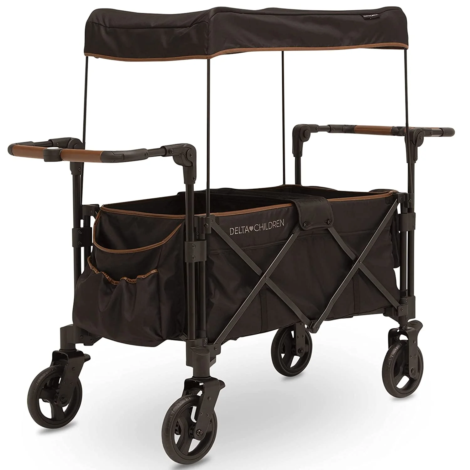 Delta Children Hercules Stroller Wagon for 2 Kids Versatile Stroller Wagon with Canopy, Push/Pull Handles