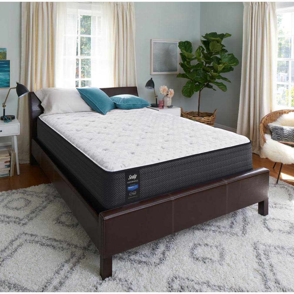 Sealy Response Performance 13 in. Twin Plush Faux Euro Top Mattress Set with 5 in. Low Profile Foundation