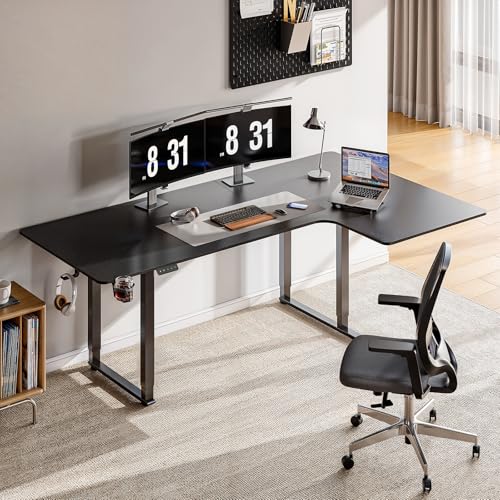 Standing Desk, 71x43 Inches L Shaped Desk with 4 Legs, Dual Motor and Memory Controller