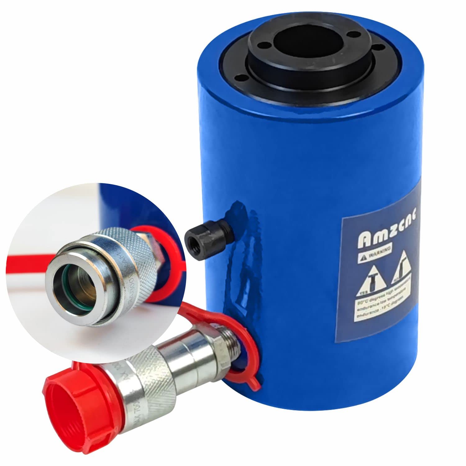 AMZCNC 30T Hydraulic Cylinder Jack Hollow Single Acting Hydraulic Ram Cylinder 2"(50mm) Hollow Hydraulic Lifting Cylinders