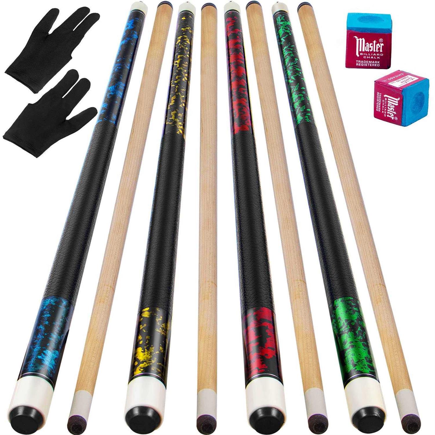 LOTKEY Pool Stick Pool Cue 58 21 oz Cue Sticks with Extra 2 Pool Chalks Solid Wood Pool Sticks Durable for Professional Billiard Players