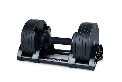 Adjustable Dumbbell (Single) by ROBURFLEX for Workout Strength Training Fitness Home Gym