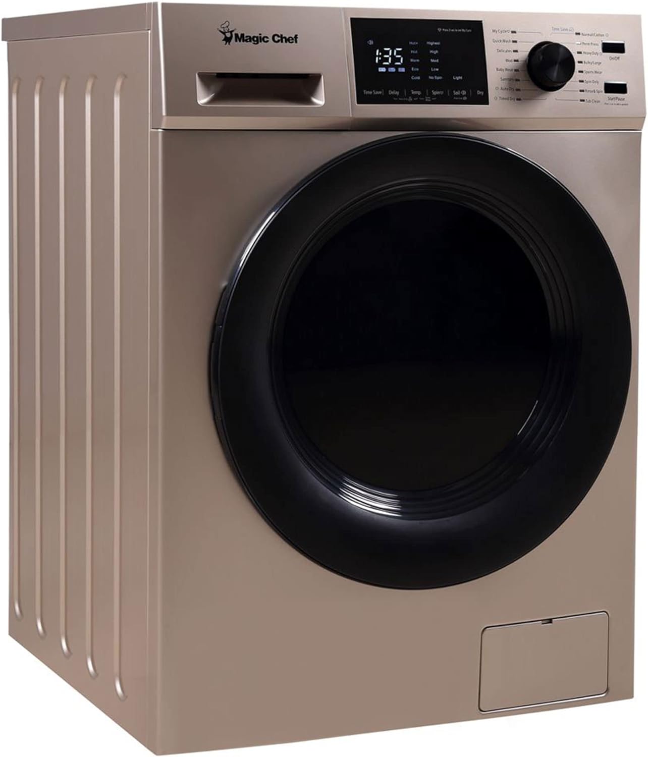 Magic Chef MCSCWD27G5 24 Inch Standalone Front Loading Combination Washer and Dryer with LED Display, 14 Wash Cycles