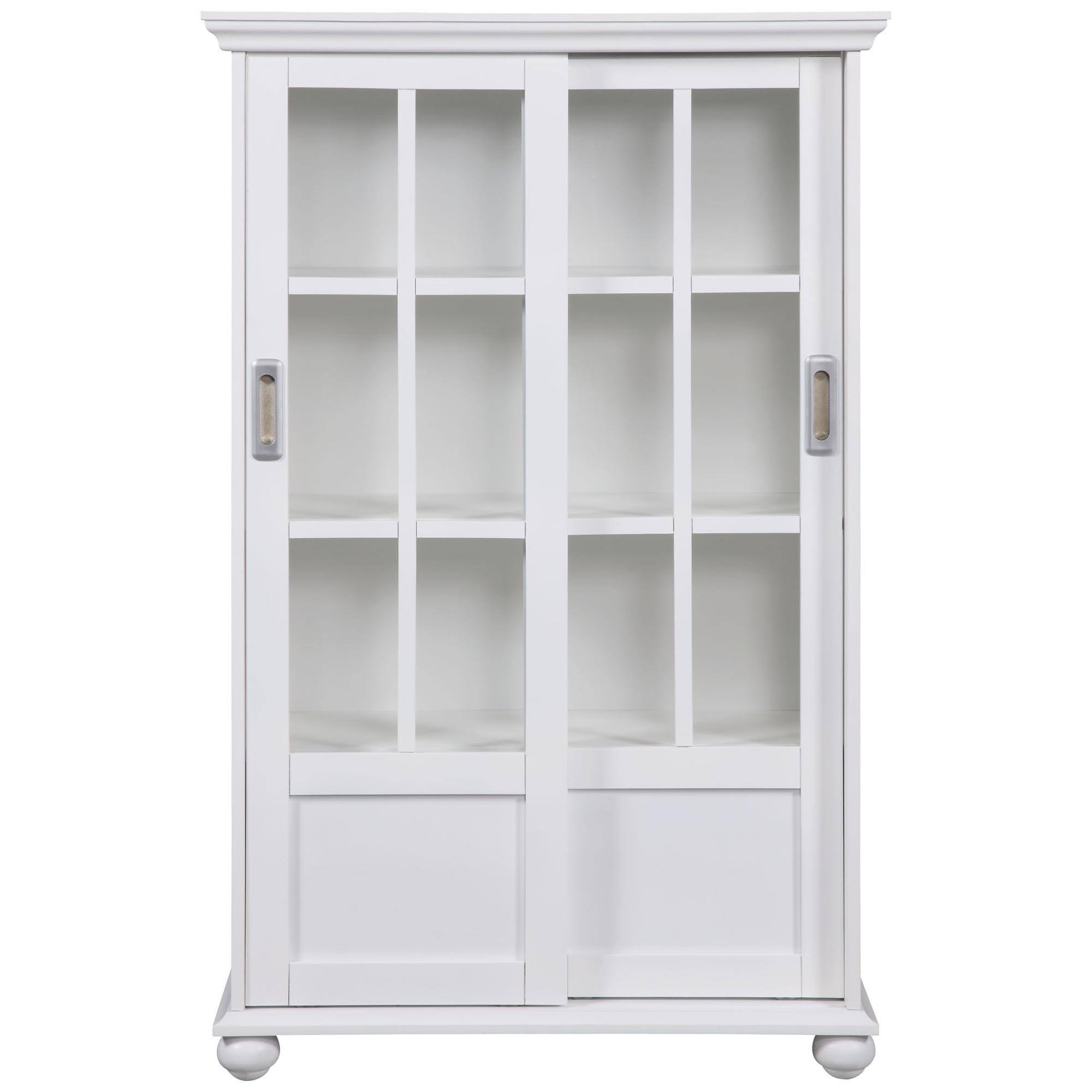 Sona Bookcase with Sliding Glass Doors, N/A / White