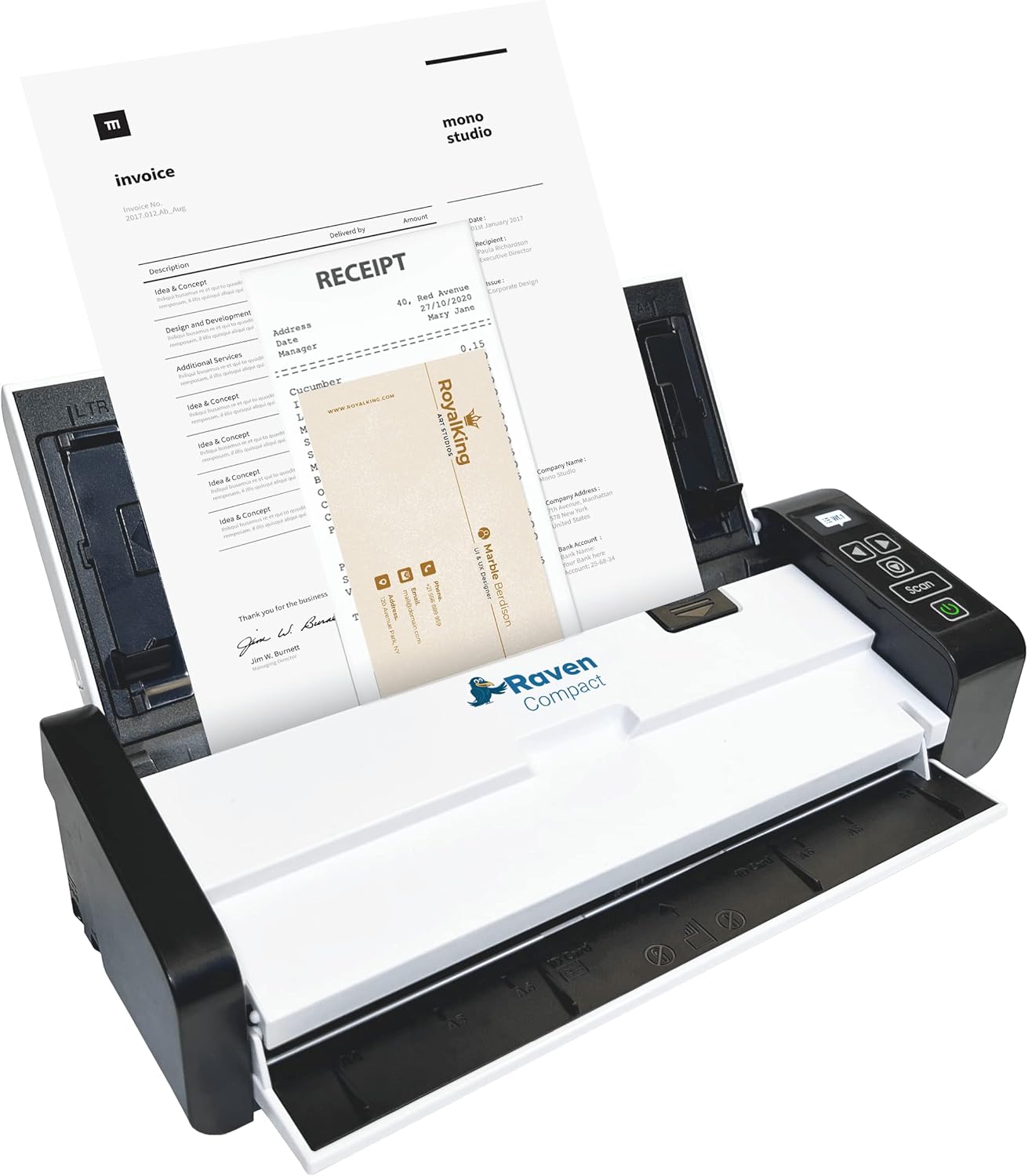 Raven Compact Document Scanner - Fast Duplex Scanning, Ideal for Home or Office, Scan to Mac or Windows PC by USB, Includes Raven Desktop Software