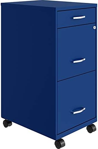 Space Solutions 3 Drawer Metal Mobile File Cabinet with Lock, Letter Size, Red, Partially Assembled