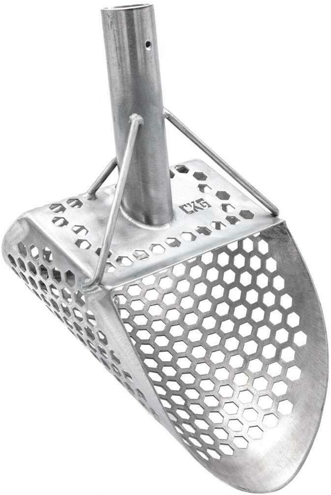 CKG Sand Scoop for Metal Detecting 304 Stainless Steel Shovel for Beach Underwater Treasure Hunting + Carbon Handle Pole Scoops Shovel Rod with Long