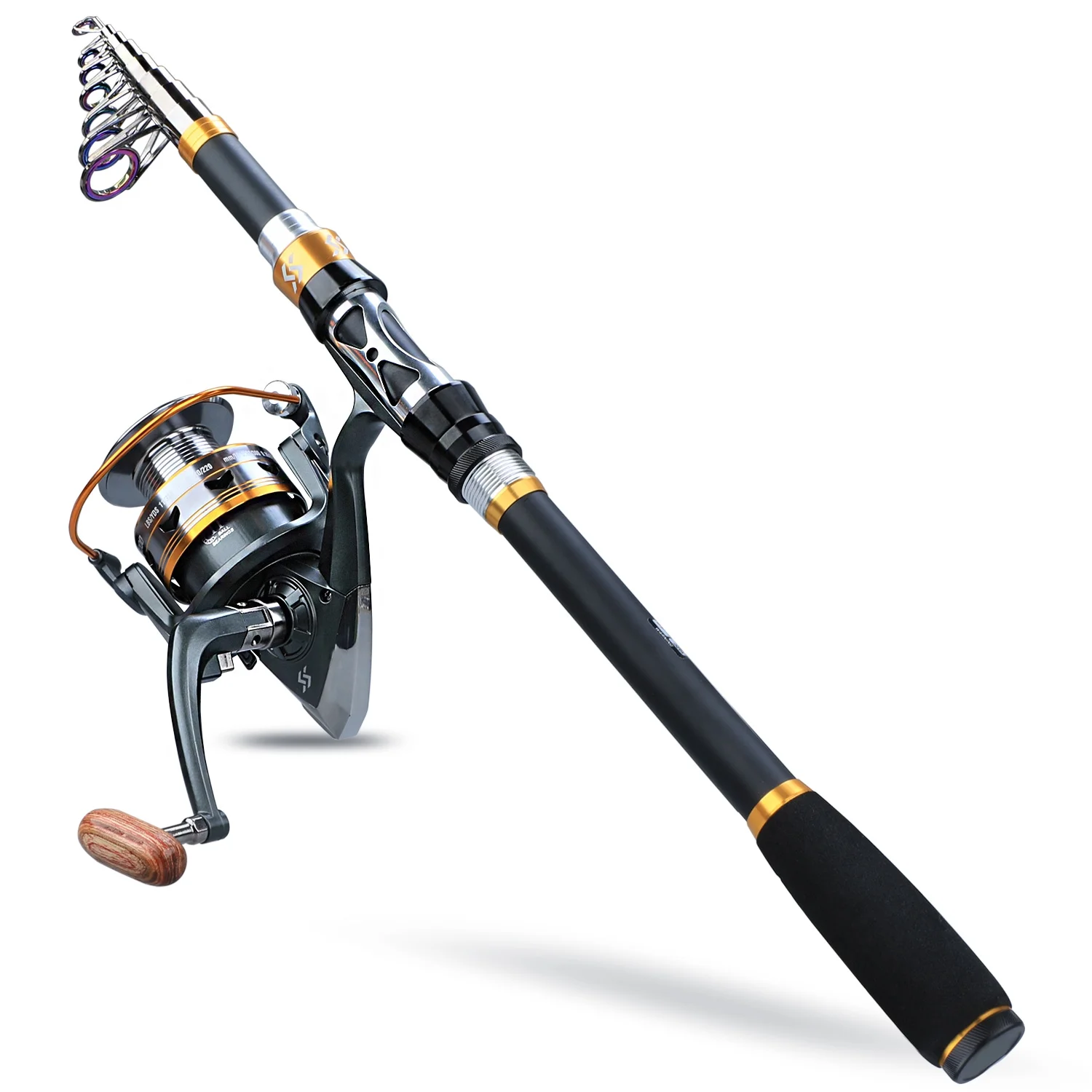 Sougayilang Telescopic Fishing Rod and Spinning Fishing Reel Combo Surf Fishing Pole Reel Set