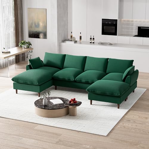 U Shaped Sectional Sofa Cloud Couch for Living Room, 112" Comfy Modular Deep Seat Couches