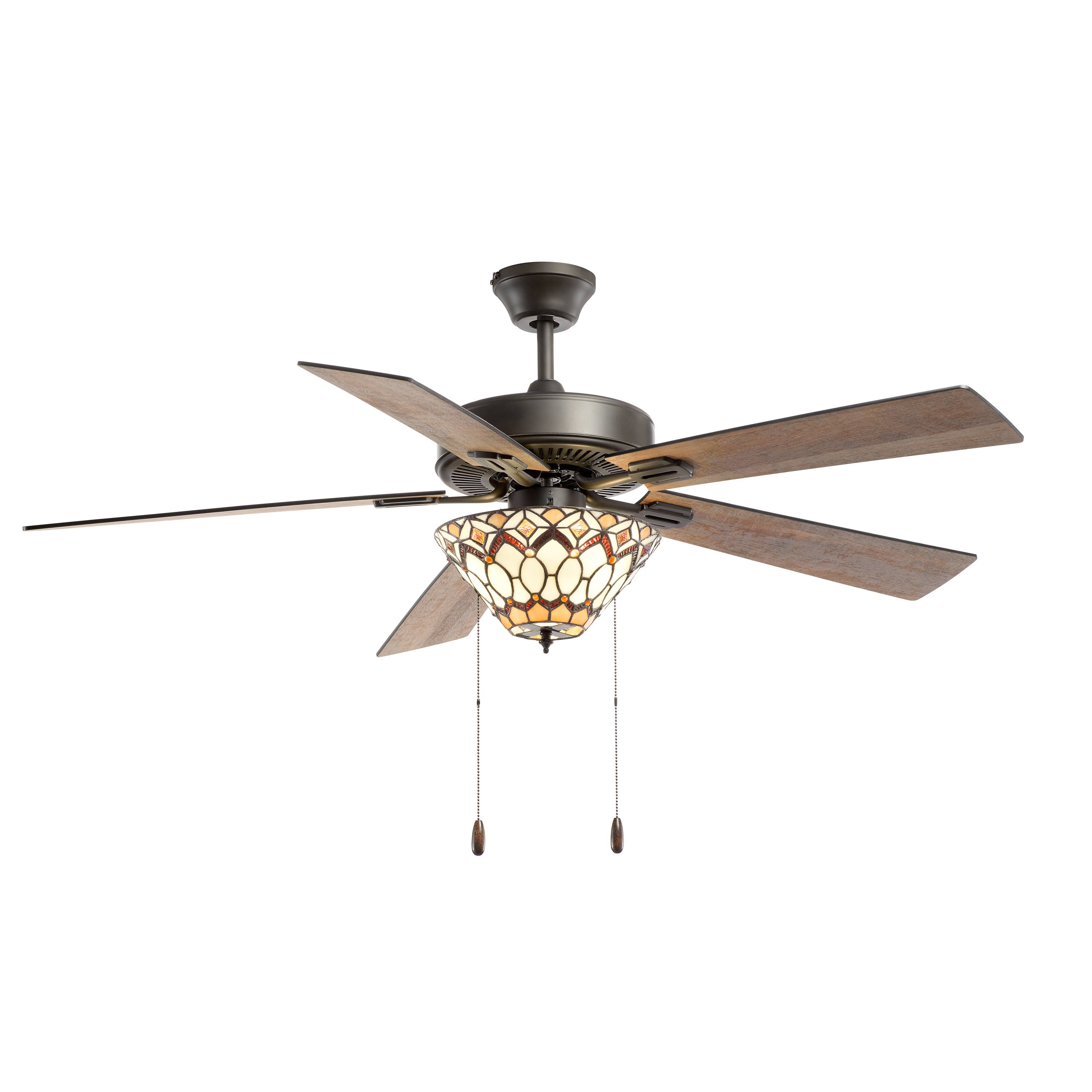 52x22 5-Blade LED Victoria Stained Glass Lighted Ceiling Fan - River of Goods 20184