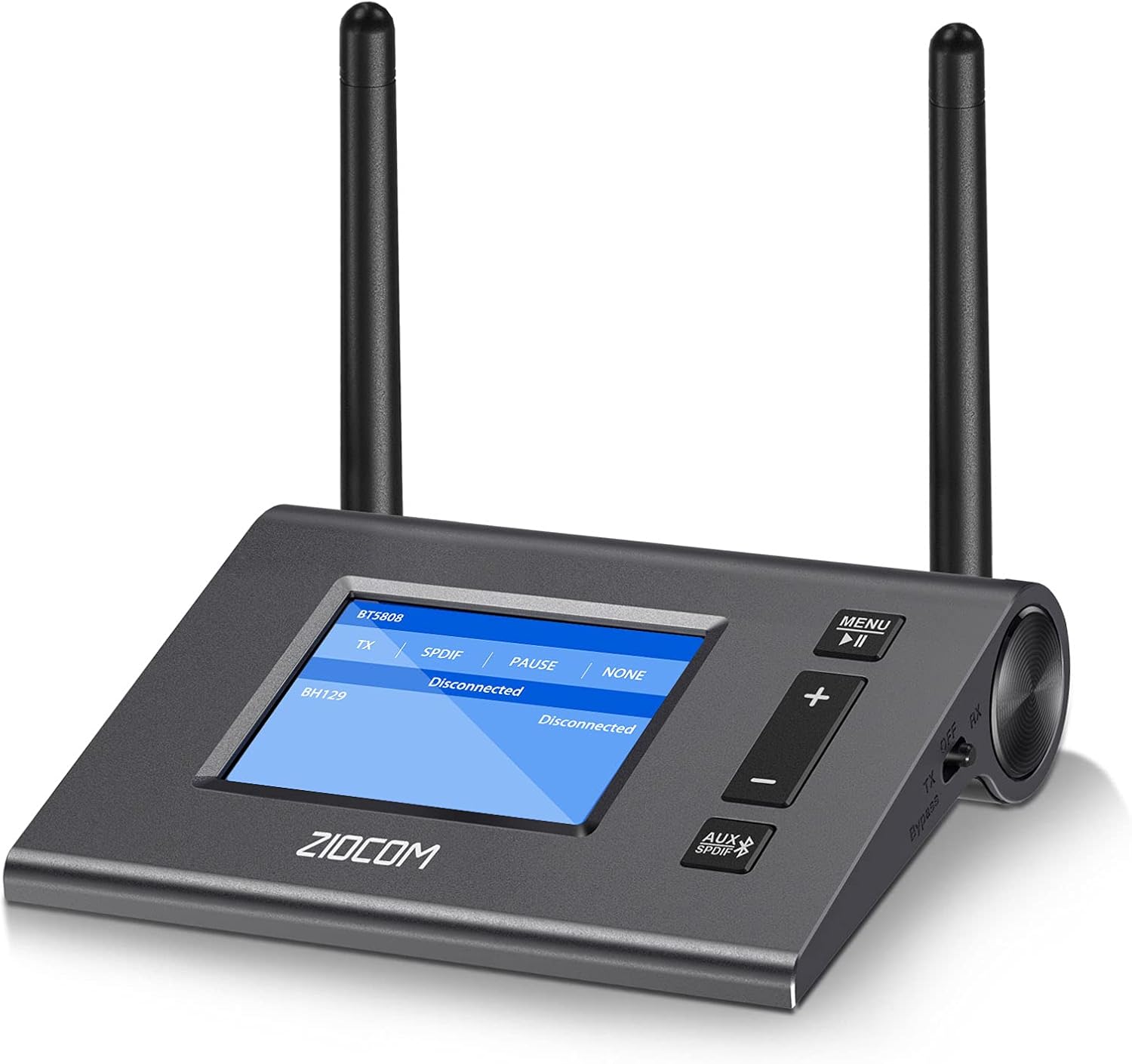 ZIOCOM Bluetooth Transmitter Receiver for TV, Unique Visible LCD Display Wireless Audio Adapter with aptX Low Latency