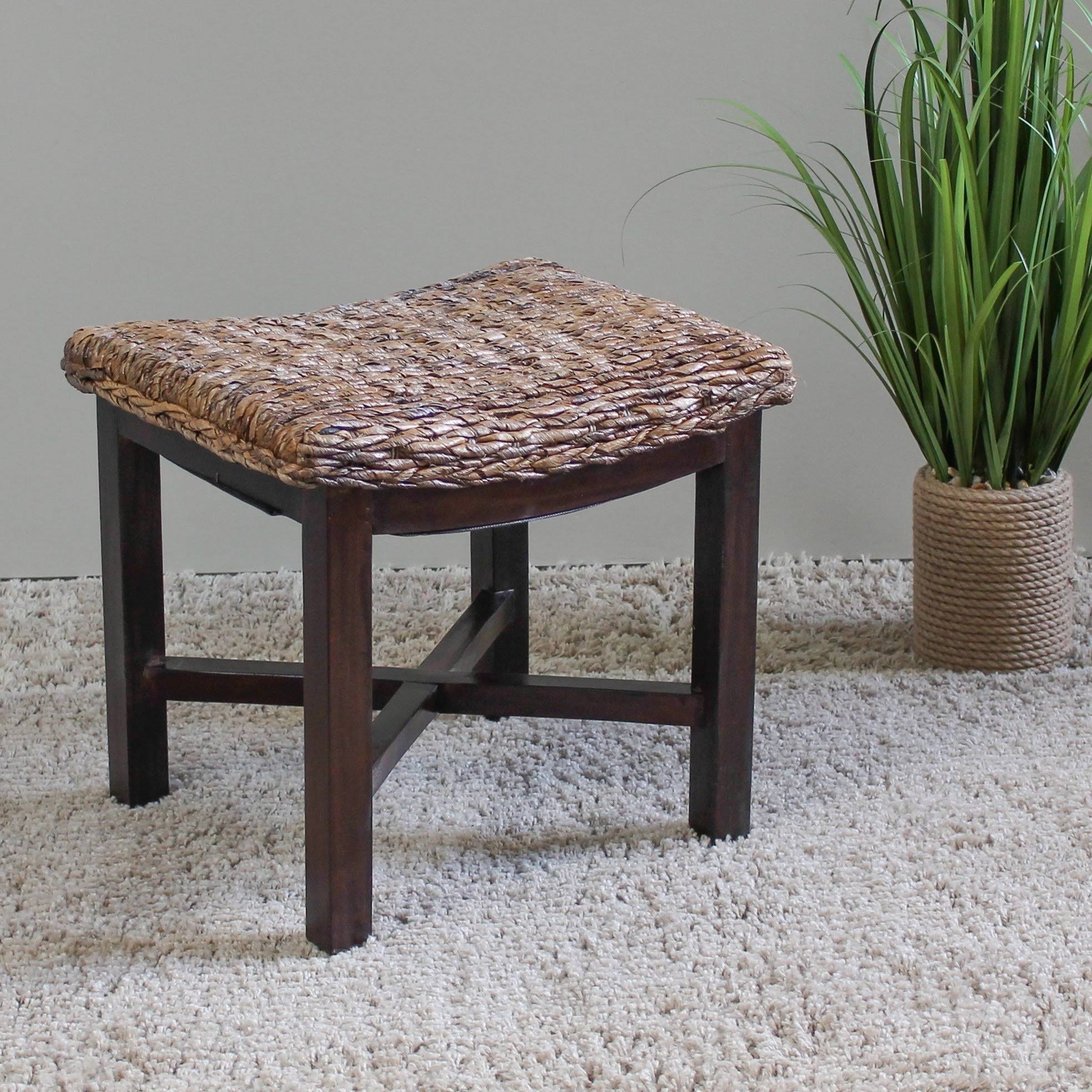 International Caravan Arizona Abaca Rectangular Cushioned Top Stool