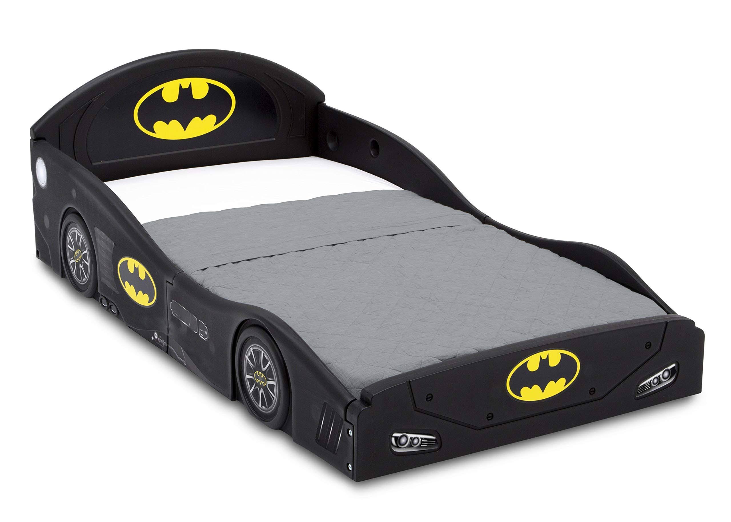 DC Comics Batman Batmobile Car Sleep and Play Toddler Bed with Attached Guardrails - Megean