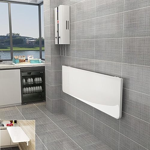 Drop Leaf Wall Desk Wall Mounted Floating Folding Table Wood Wall Mounted Table Stable Sturdy Wall Table Laundry Folding Table Foldable Hanging