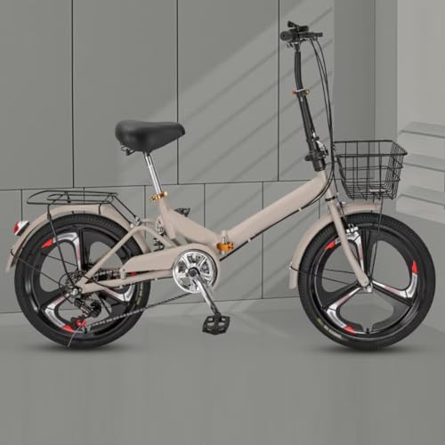 LSQXSS 20inch Folding Bicycles for Traveling Hanging Out,7-speeds Hybrid Bikes,Commuter Bike with Shock Absorber Spring,Integrated Three-Knife Wheel