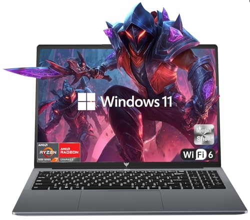 2025 Gaming Laptop, 16.0inch Laptop Computer with AMD Ryzen 7 5825U(8C/16T, Up to 4.5GHz), 16GB RAM 512GB NVMe SSD Windows 11 Laptop