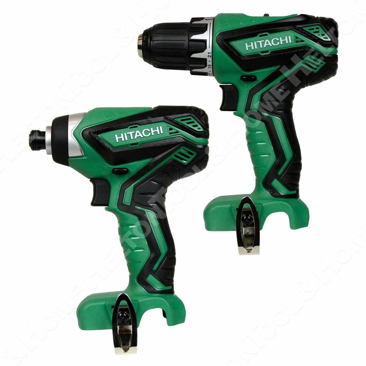 (1) Hitachi Ds10dfl2 12V Drill Driver and (1) Hitachi Wh10dfl2 12V Impact Driver