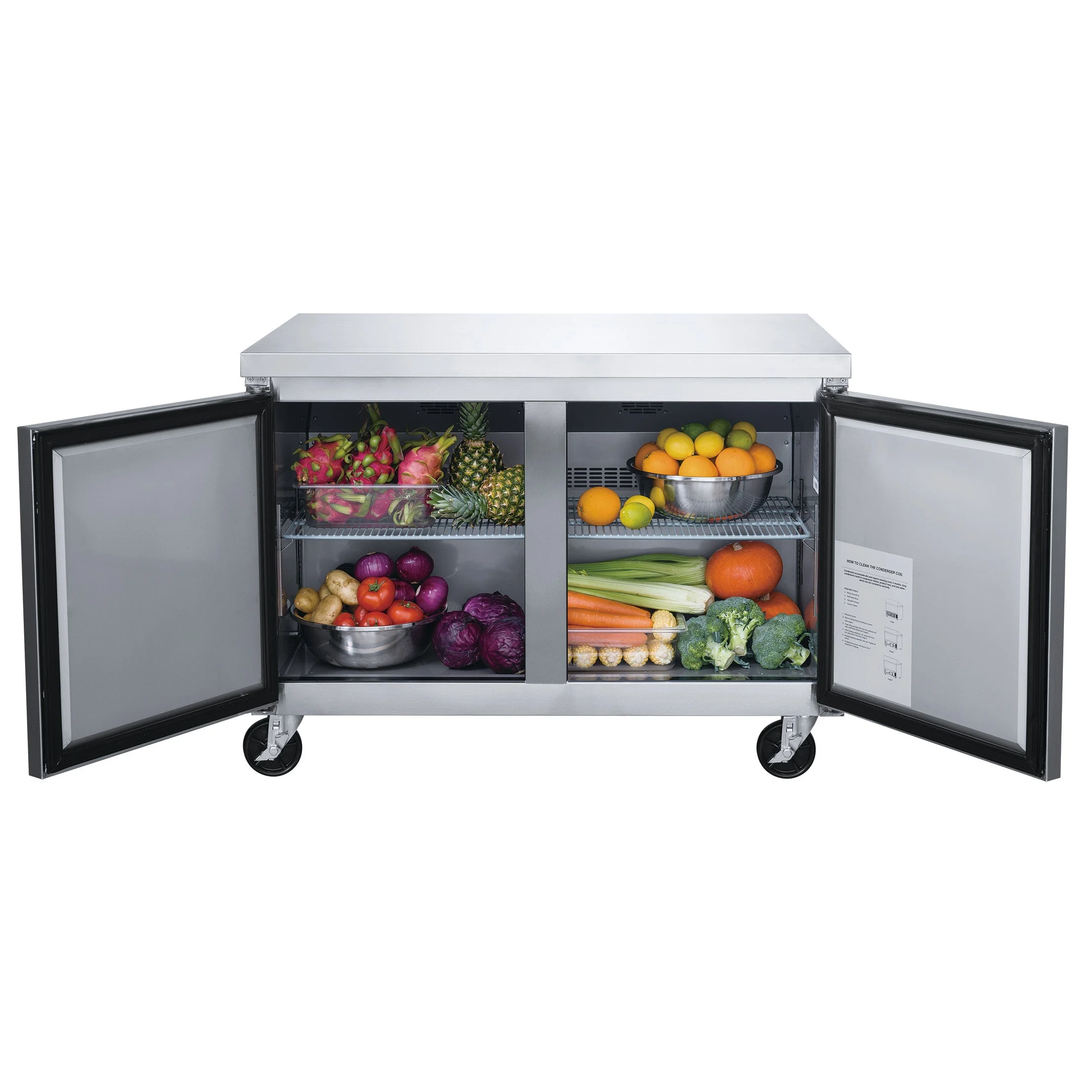 60 in. Two Door Commercial Upright Undercounter/Worktop Refrigerator 15.53 cu. ft.