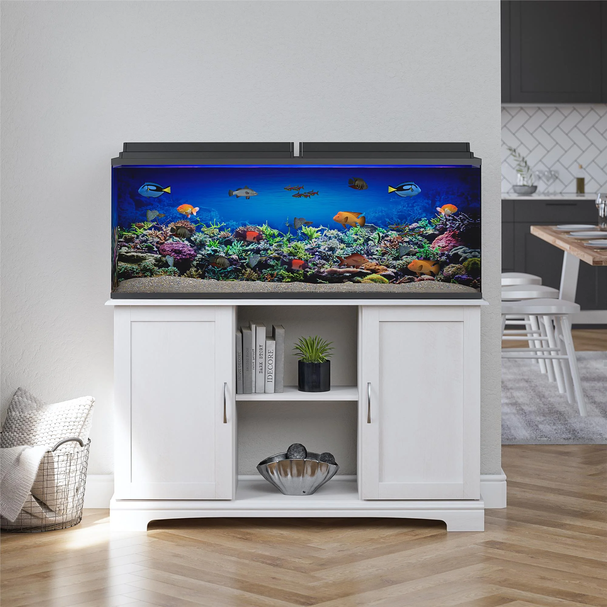 Ameriwood Home Alta Vista 50 - 75 Gallon Aquarium Stand, Ivory Oak