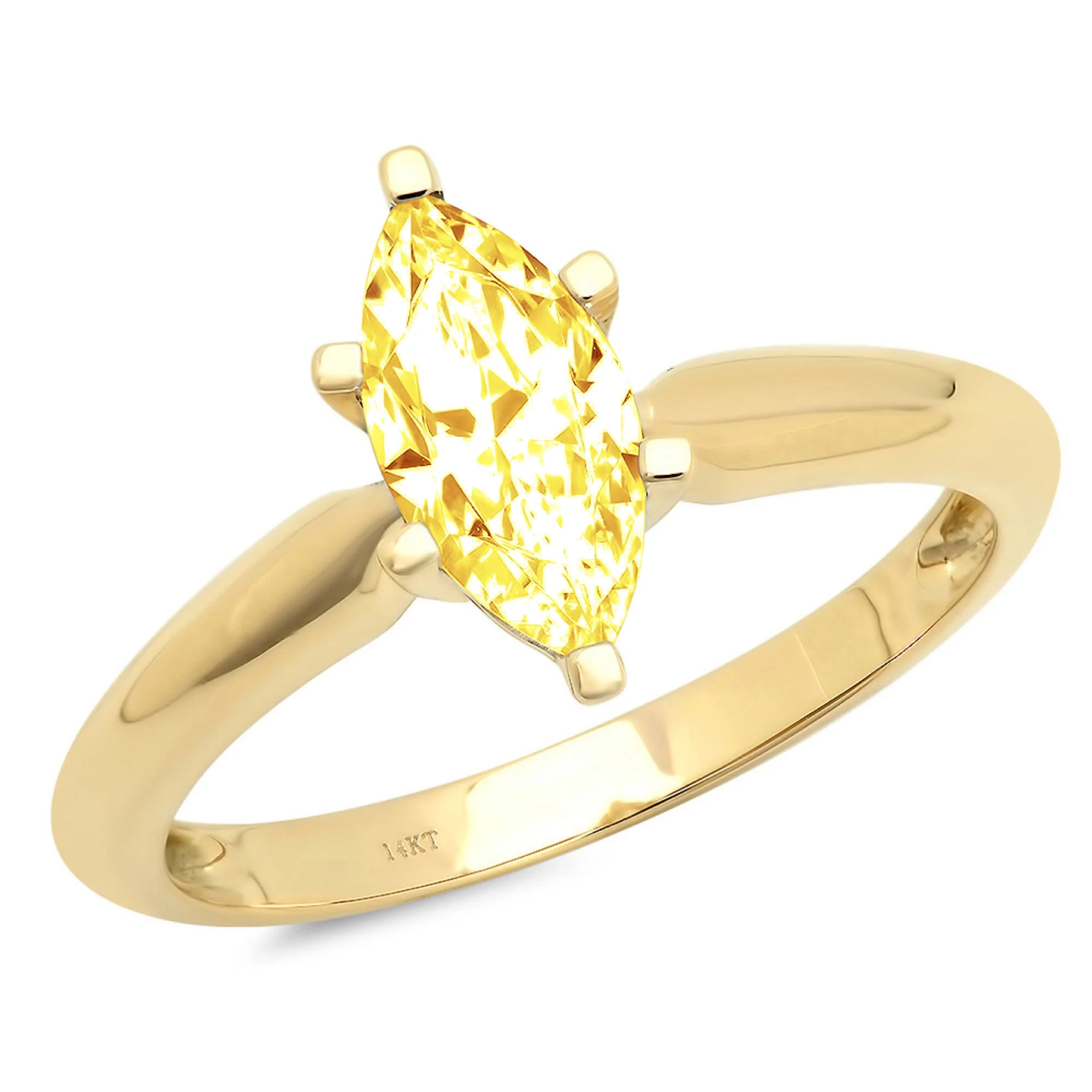1.5ct marquise cut yellow simulated diamond 18kyellow gold anniversary engagement ring size 6.75