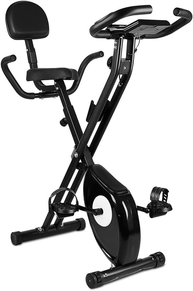 Folding Exercise Bike, Magnetic Stationary Bike with LCD Monitor and Pulse Grip for Home Gym Cardio Workout Cycling Recumbent Bikes for Adults Seniors