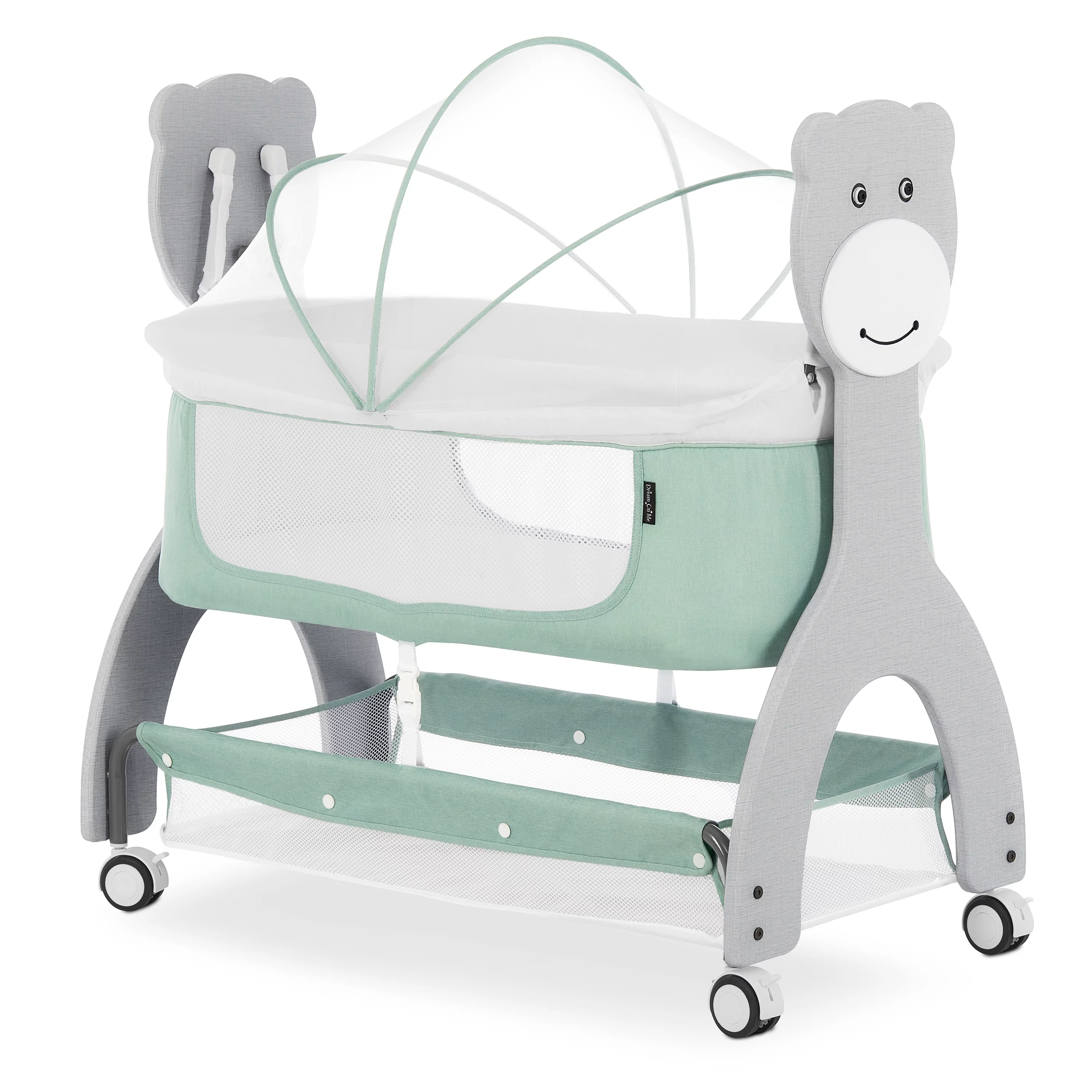 Dream on Me Cub Portable Bassinet in Mint, Multi-Use Baby Bassinet with Locking Wheels - Radiant Selections