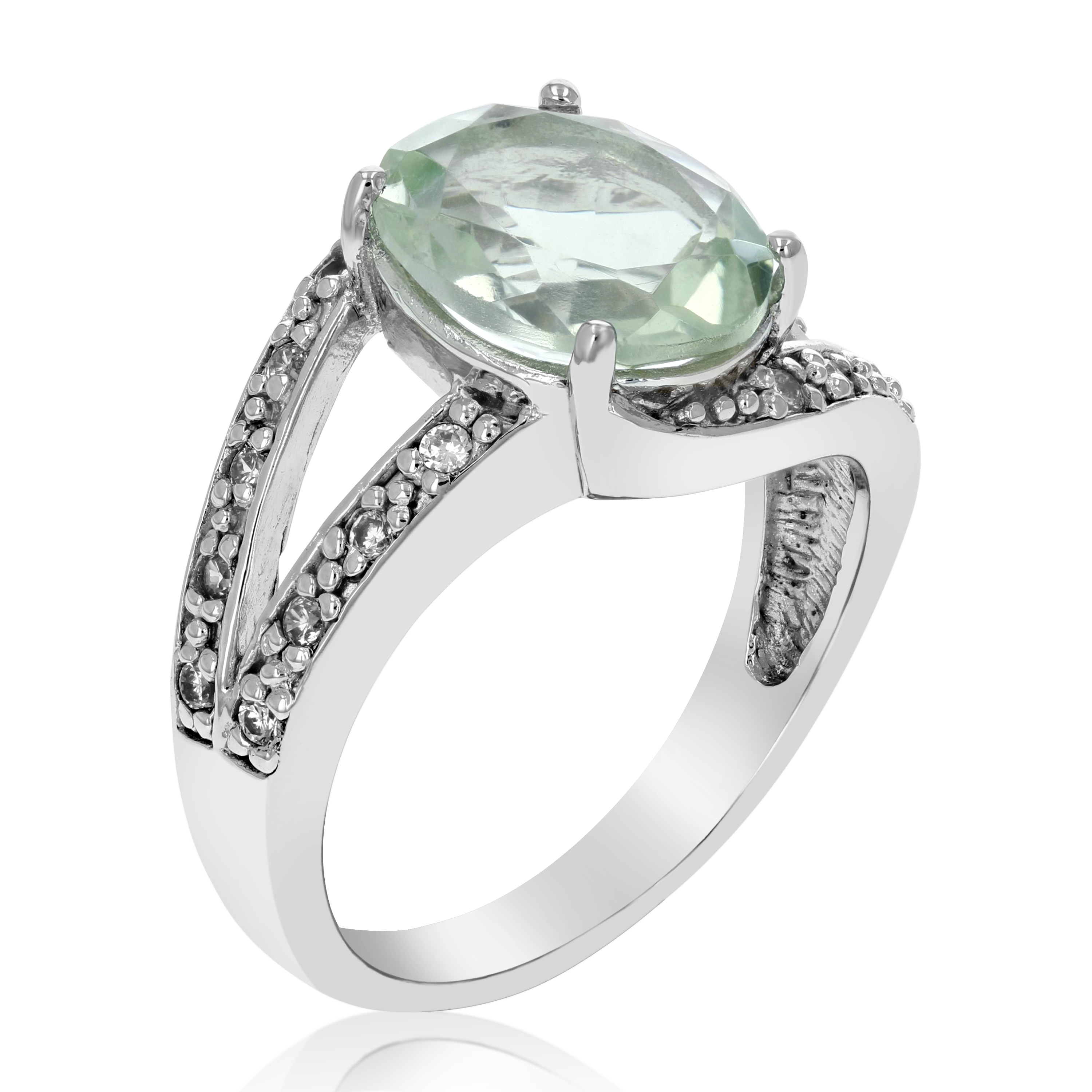 Vir Jewels 1.85 CTTW Green Amethyst Ring for Women in Sterling Silver Oval 10x8 MM Prasiolite