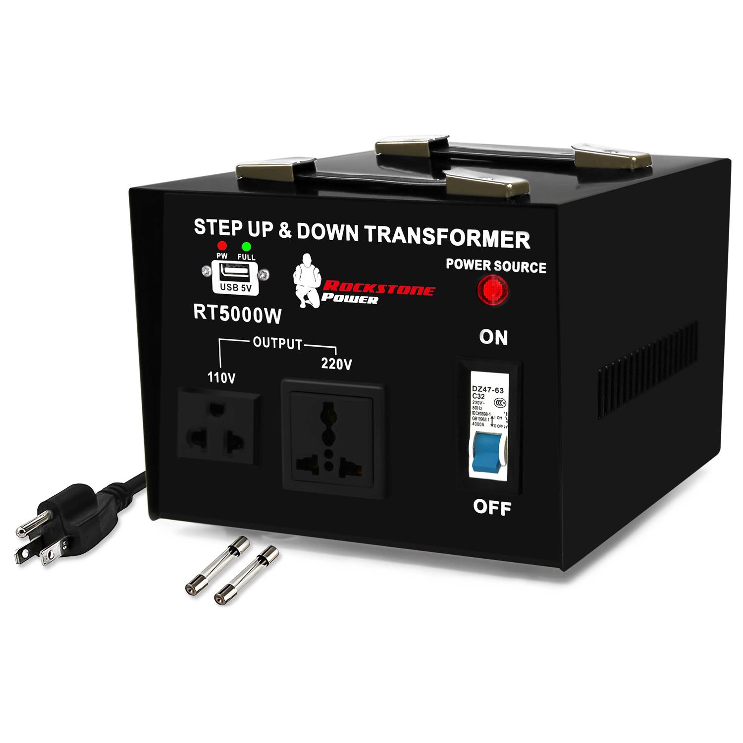 Rockstone Power 5000 Watt Voltage Converter Transformer Heavy Duty Step Up/Down AC 110V/120V/220V/240V Power Converter