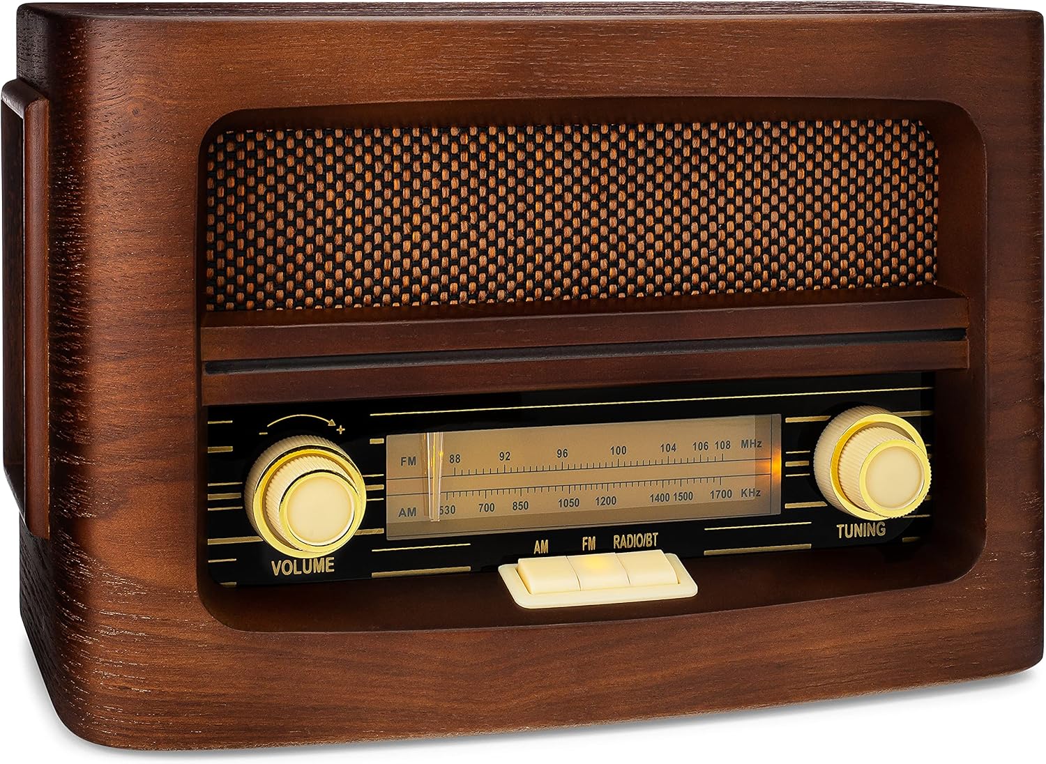 ClearClick Classic Vintage Retro Style AM/FM Radio with Bluetooth, Aux-in, & USB - Handmade Wooden Exterior Pack of 2