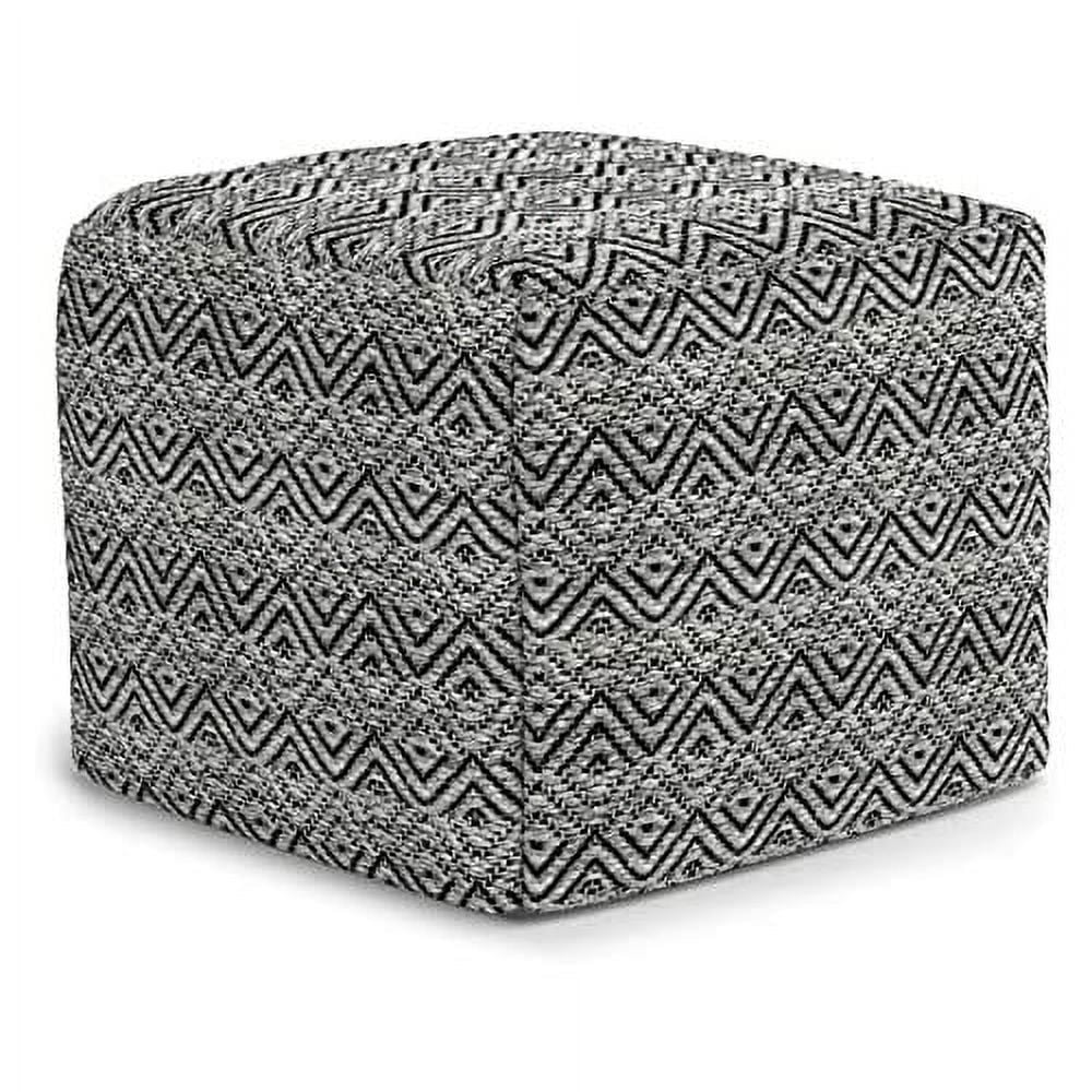 Boho Square Pouf Ottoman, Small Hand Knitted Hassock Footrest For Living Room, Cotton Woven Bean Bag Foot Stool For Couch