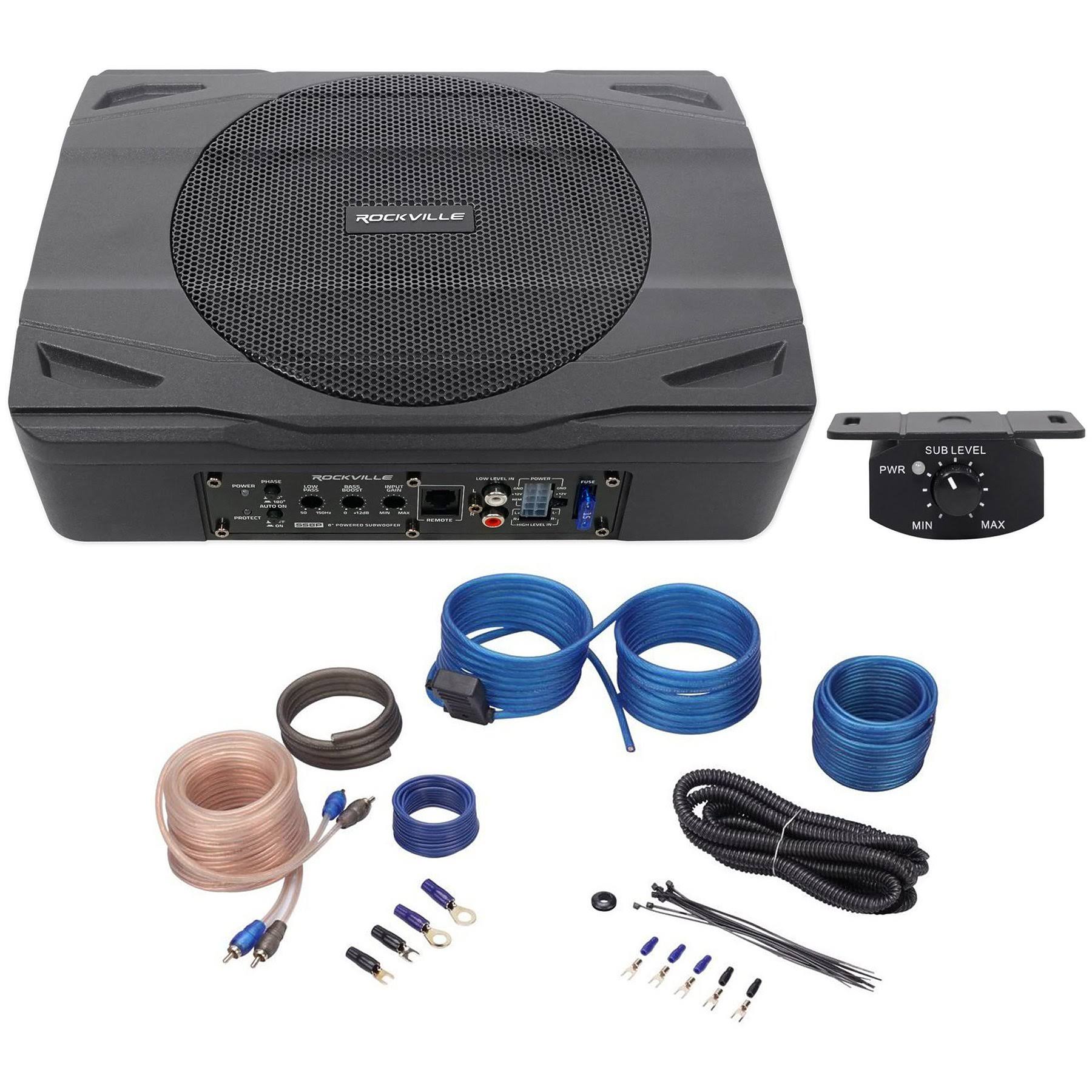 Rockville SS8P 400 Watt Slim Under-seat Powered Car/Truck Subwoofer Sub+Amp Kit