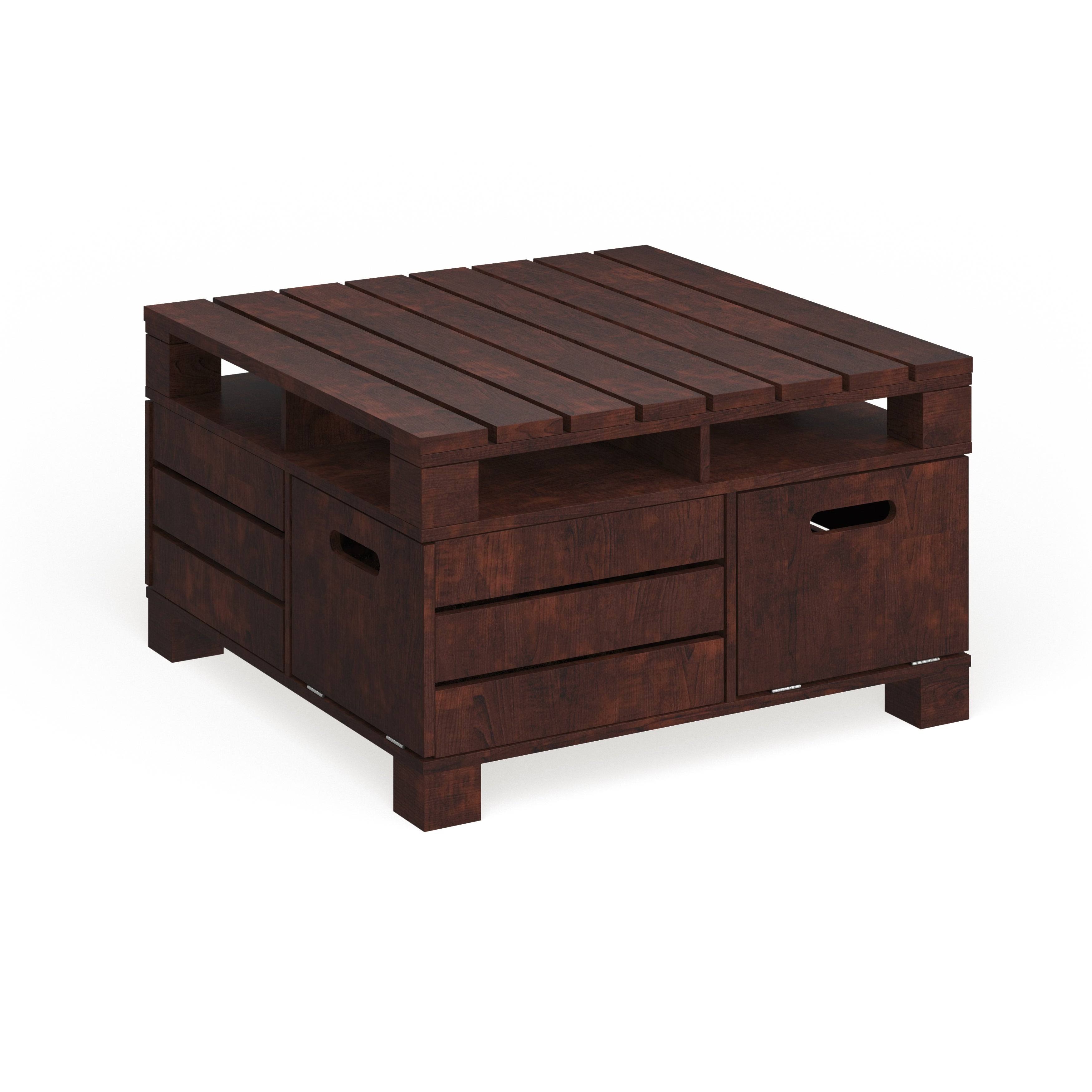 Furniture of America Masa Vintage Walnut Storage Coffee Table - Black
