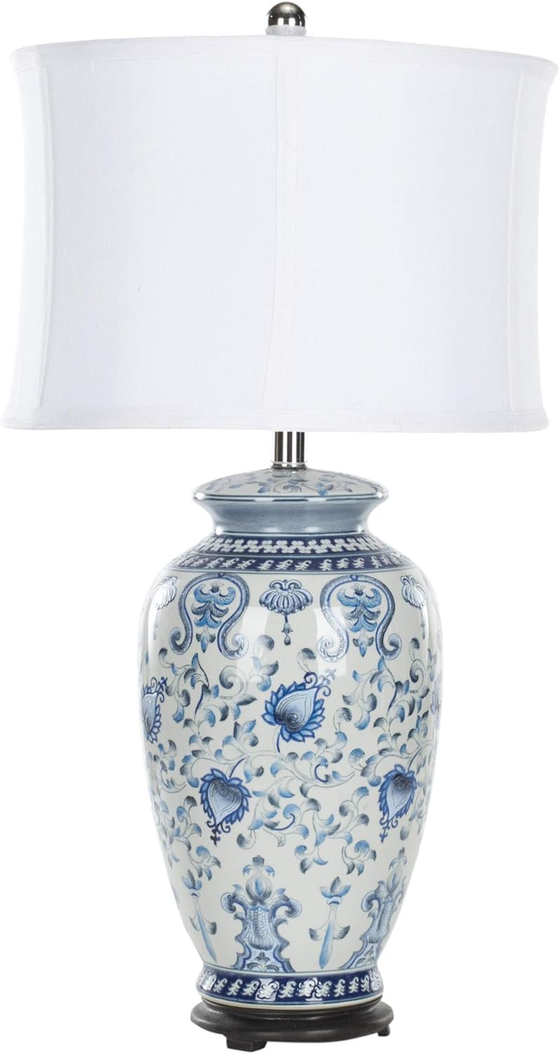 SAFAVIEH Lighting Collection Paige Blue/ White Ginger Jar Chinoiserie 29-inch Bedroom Living Room Home Office Desk Nightstand Table Lamp (LED Bulb