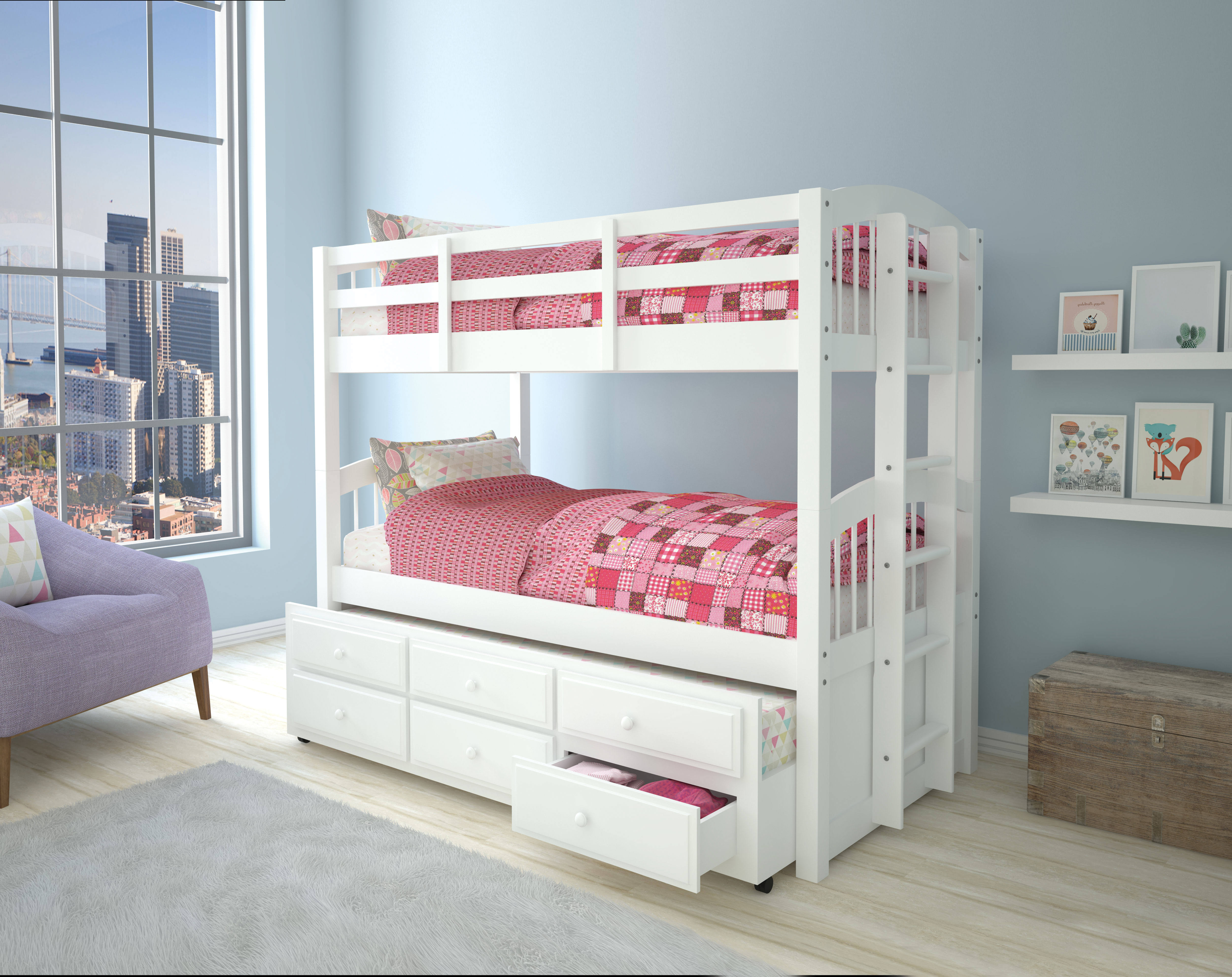 Acme Micah Twin/Twin Bunk Bed u0026 Trundle - 39995 - White
