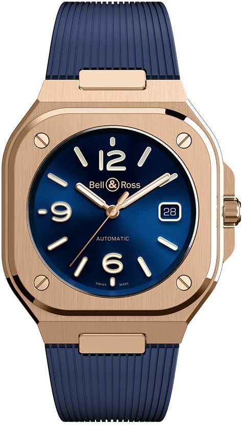 Bell & Ross BR 05 Rose Gold with Dark Electric Blue Dial Automatic Watch BR05A-BLU-PG/SRB