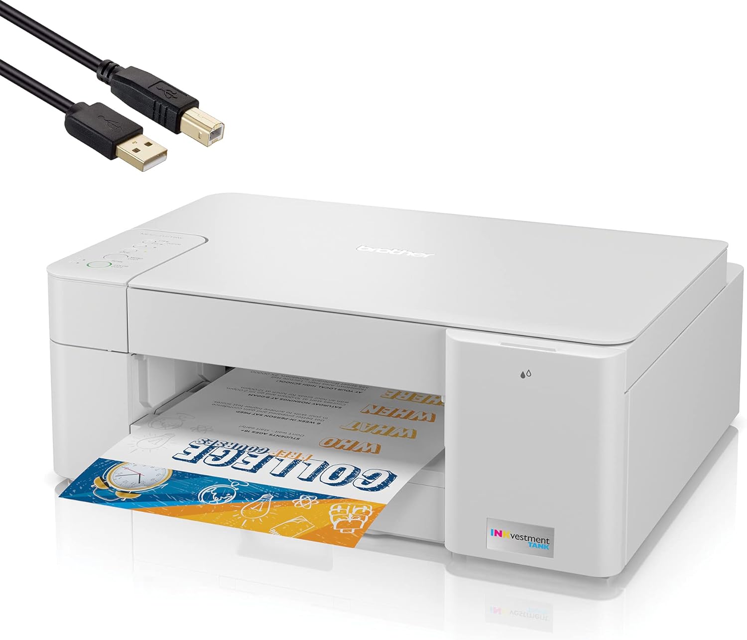 Brother MFC-J1215W INKvestment Tank Wireless All-in-One Color Inkjet Printer for Home Office - Print, Copy, Scan - 16 ppm, 1200 x 600 dpi